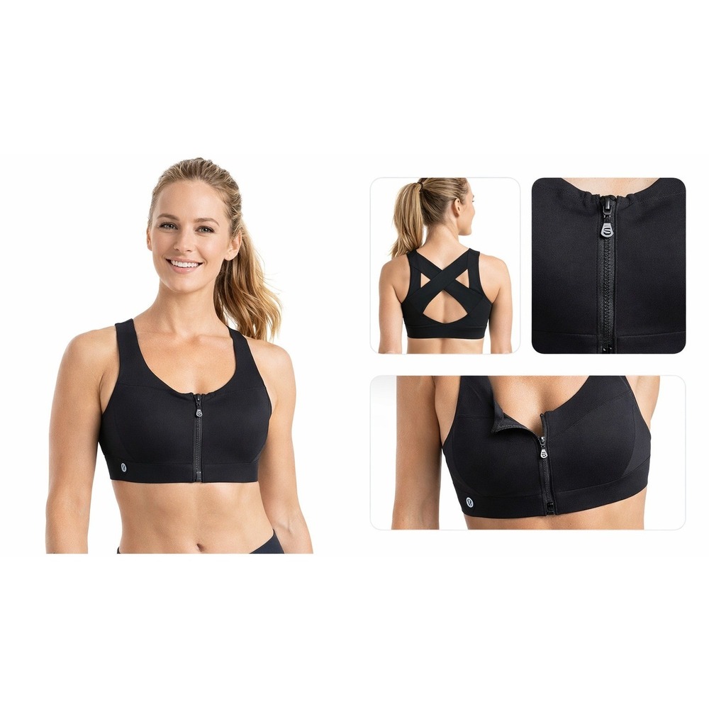 Lululemon Enlite Bra Women's 36C Black Front Zip Sports Running Fitness Work Out